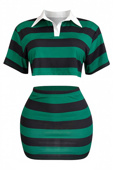 NESSA SKIRT SET :NAVY/GREEN