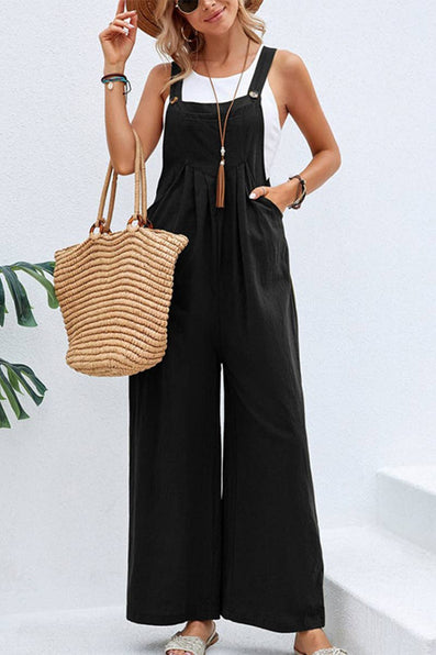 Mid-waist retro solid color loose casual fashion suspenders: Pink / (XXXL) 1