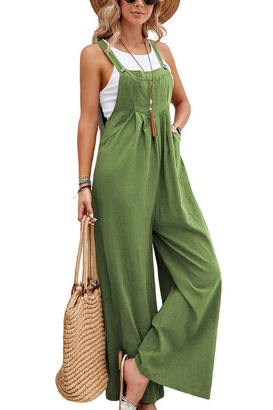 Mid-waist retro solid color loose casual fashion suspenders: Black / (XXXL) 1