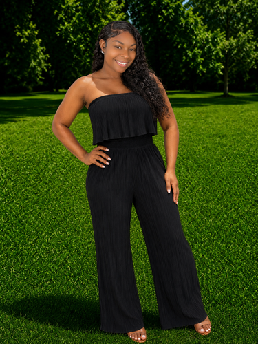 ZARI  PLEATED JUMPSUIT ( BLACK )