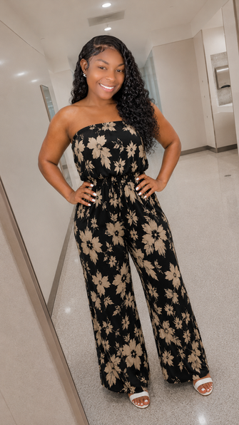 FLORAL VIBEZ JUMPSUIT ( BLACK )