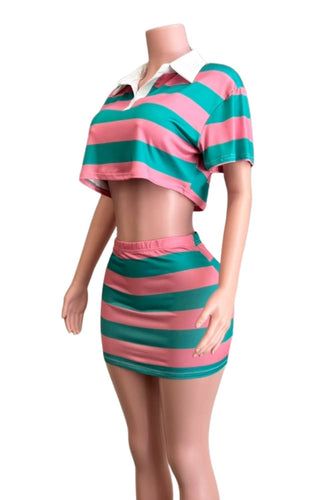 NESSA SKIRT SET: PINK/GREEN