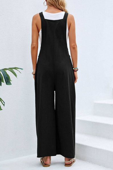 Mid-waist retro solid color loose casual fashion suspenders: Pink / (XXXL) 1