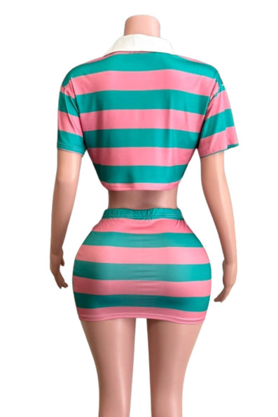 NESSA SKIRT SET: PINK/GREEN