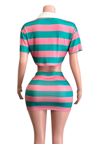 NESSA SKIRT SET: PINK/GREEN