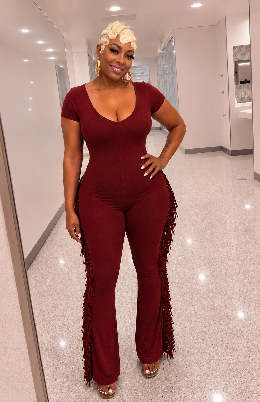 LEXI MINERAL WASH  FRINGE JUMPSUIT