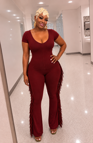 LEXI MINERAL WASH  FRINGE JUMPSUIT
