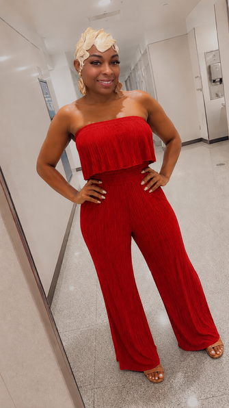 ZARI PLEATED JUMPSUIT ( RED )