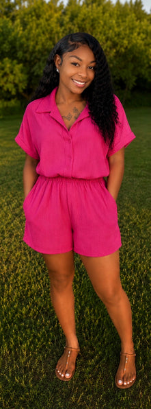 DON’T RUSH ROMPER ( Fushia )