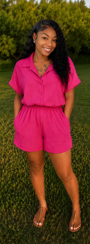 DON’T RUSH ROMPER ( Fushia )