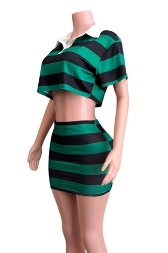 NESSA SKIRT SET :NAVY/GREEN