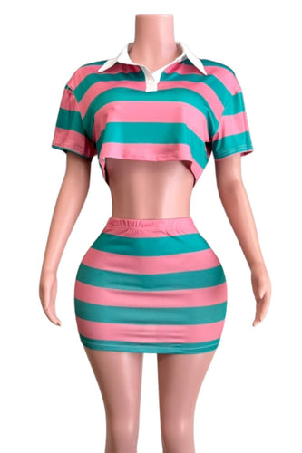 NESSA SKIRT SET: PINK/GREEN