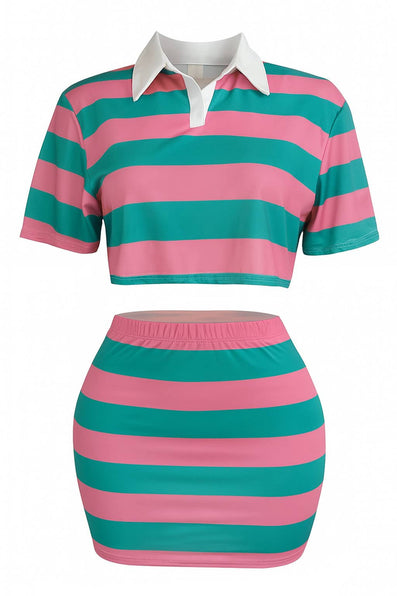 NESSA SKIRT SET: PINK/GREEN