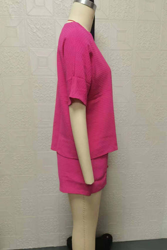 Casual Drawstring Top and Shorts Set: KHAKI / XL